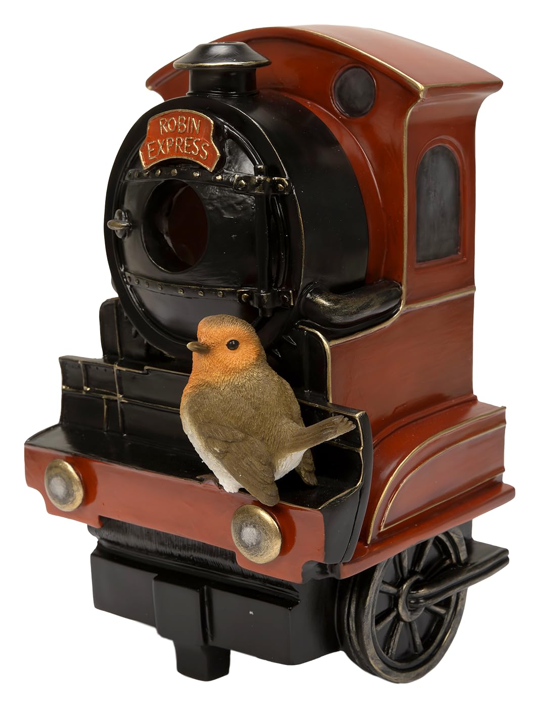 Vivid Arts Red Robin Express Train Birdhouse | Decorative Garden Nesting Box | 15.5 x 13.5 x 23 cm