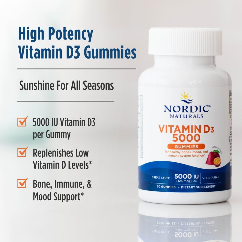Nordic Vitamin D3 5000 IU Gummies, Bones Mood Immune Support - 30 Count — Amazon image 3