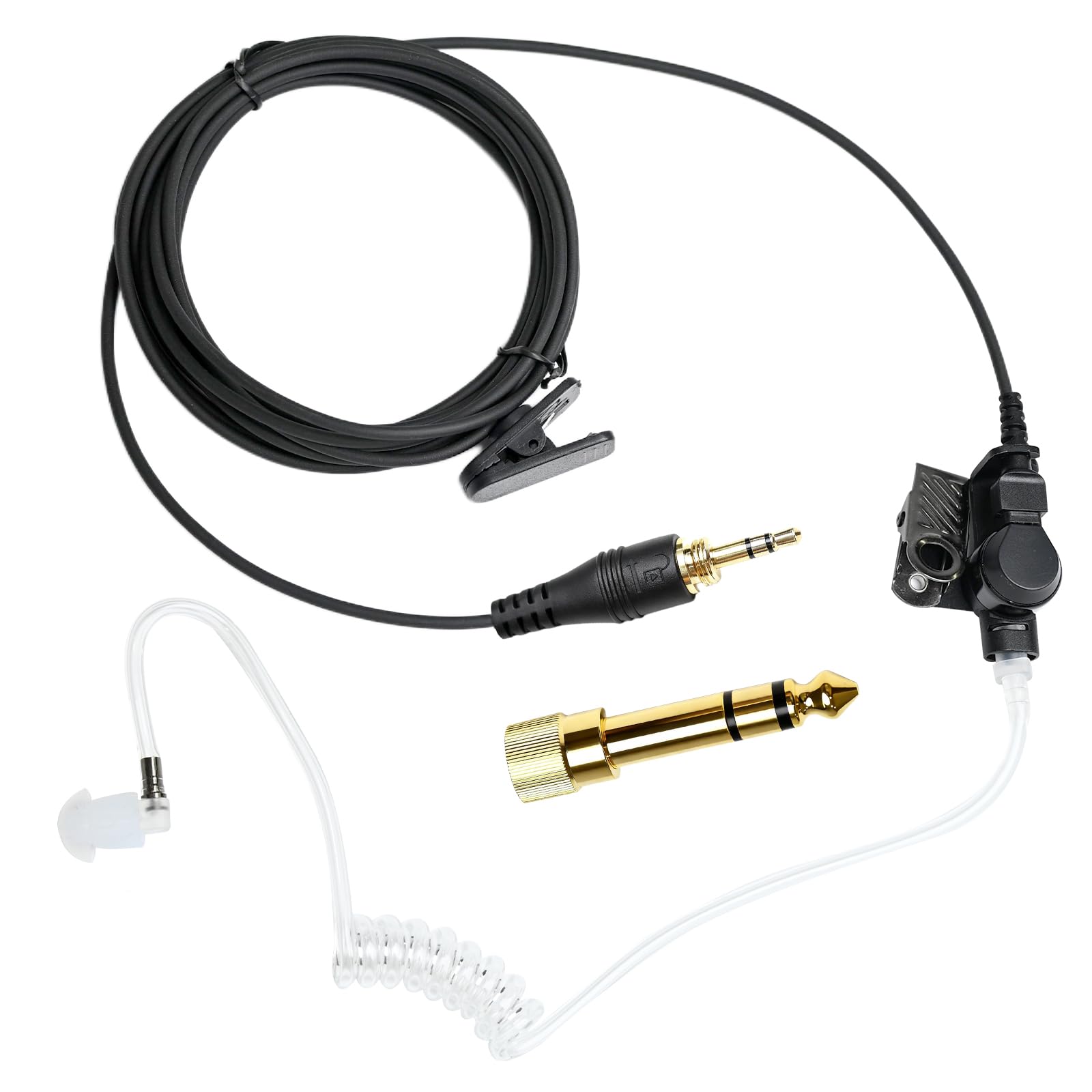 IFB Ear Piece 3.5mm Broadcasting Headset Anchor Broadcaster in Ear Monitor Earpiece Used On Stage Camera for iPhone Android Telex Lecstronics Clear-Com Comrex (Black,1/4" Connector)