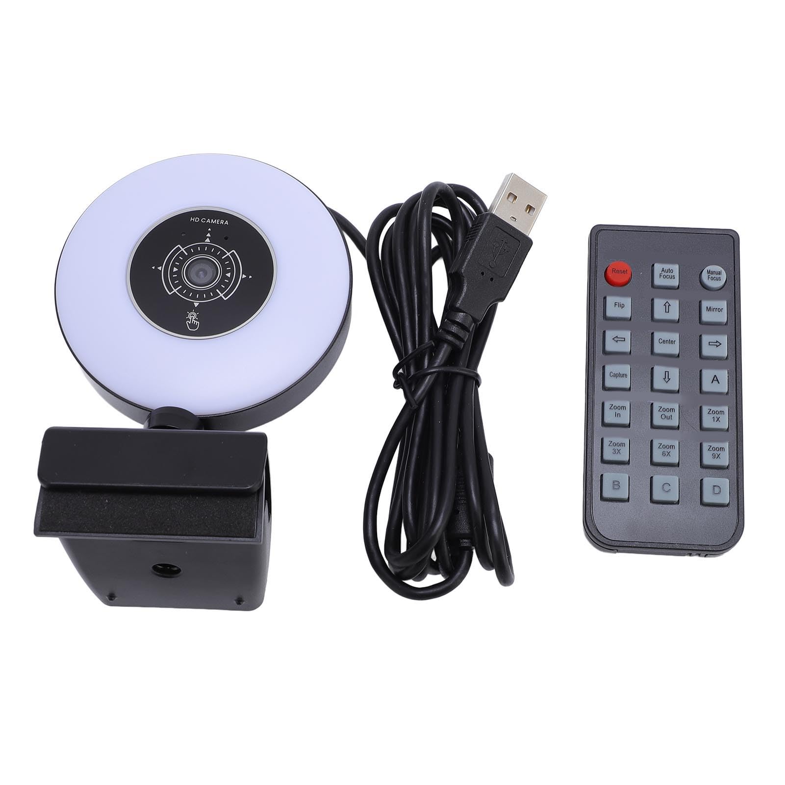 Kamera internetowa HD USB, kamera komputerowa 4k z oświetleniem, mikrofonem, automatycznym ustawianiem ostrości, zdalnym sterowaniem, Plug and Play, do wideokonferencji