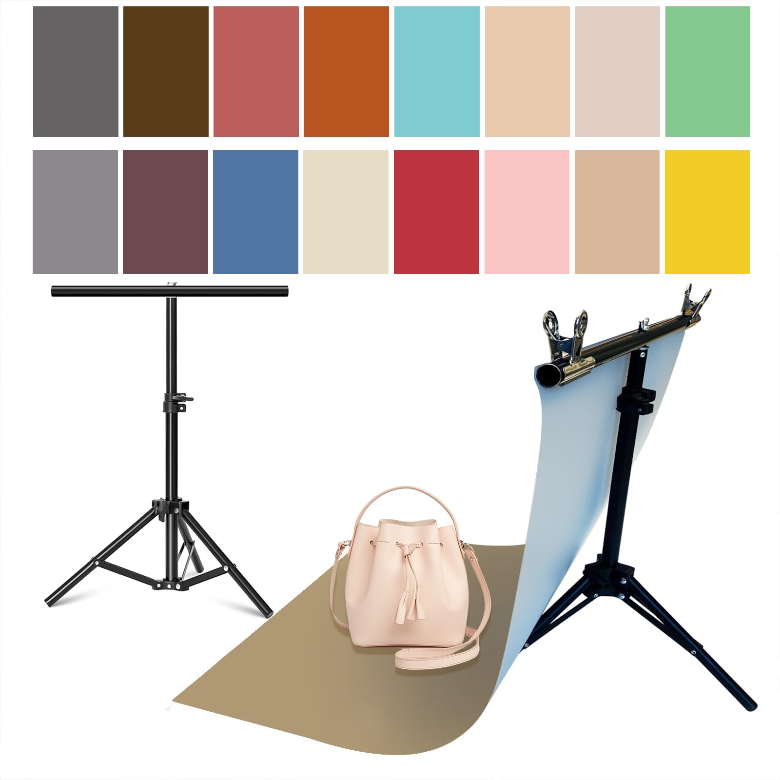 8PCS Product Photography Backdrops Paper with Stand Tabletop Background Small Photo 22x34IN Seamless Double-Side Flat Lay Paper Props Shoot for Food Jewlery Cosmetics