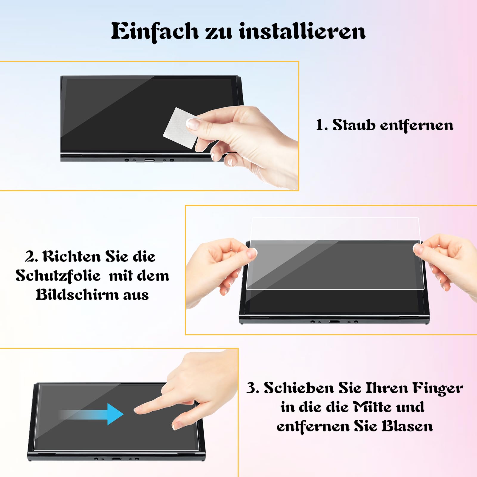 Nintendo Switch OLED Displayschutz Gehärtetes Glas 9H 0,33 mm 2er Pack