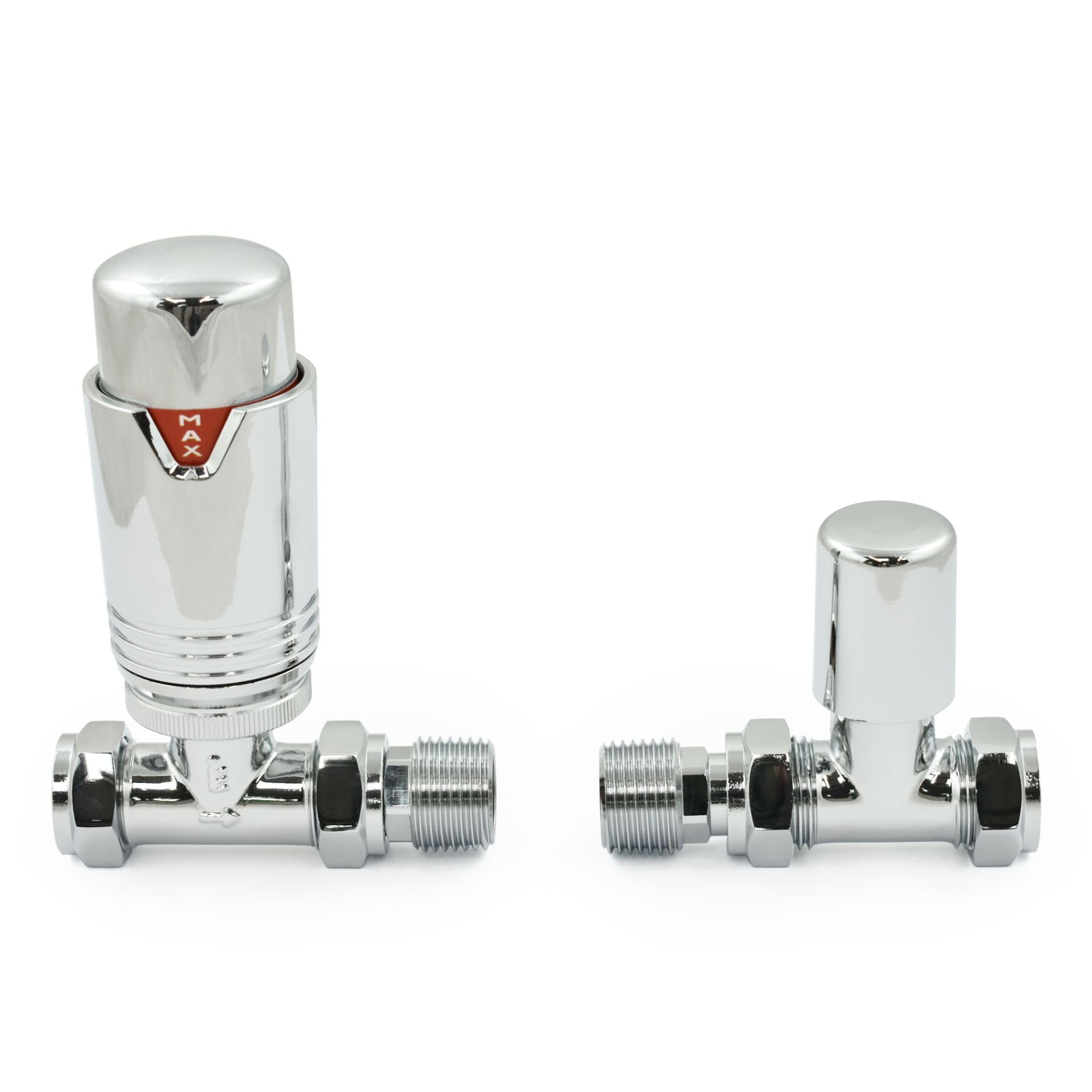 Thermostatic Radiator Valve Straight Heated Towel Rail TRV (Chrome)