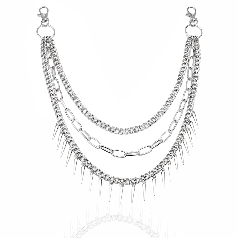 DHSWNNG Catena Pantaloni, Catena Jeans a pi� Strati Punk Catene Gotica  Catena Portafogli Hip Hop per Portachiavi Uomo Donna Borsa Cintura in Jeans  Vintage(Argento Nero) : Amazon.it: Casa e cucina