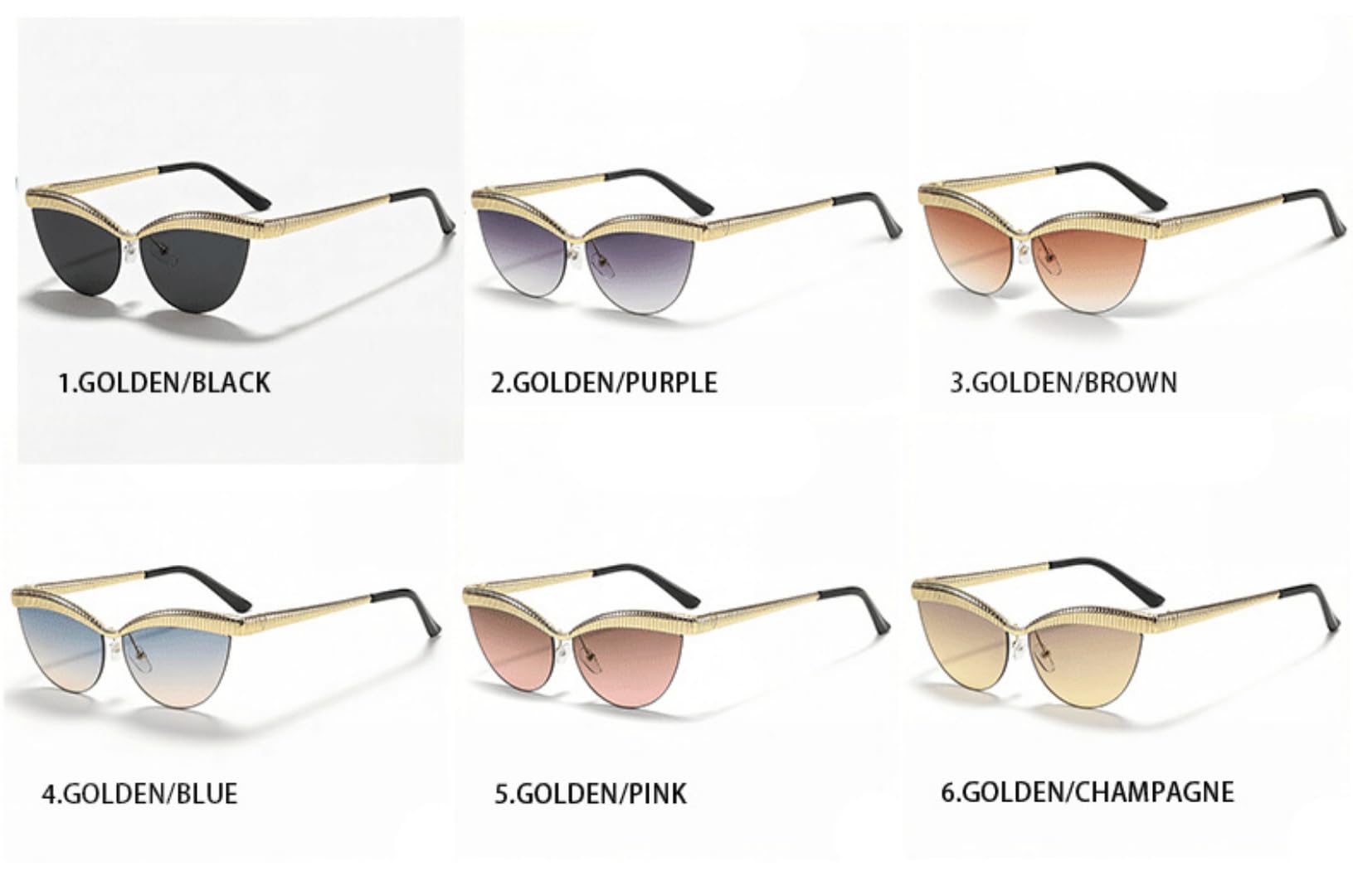 Gafas de sol unisex con borde de metal y ojo de gato, UV400 para conducir y