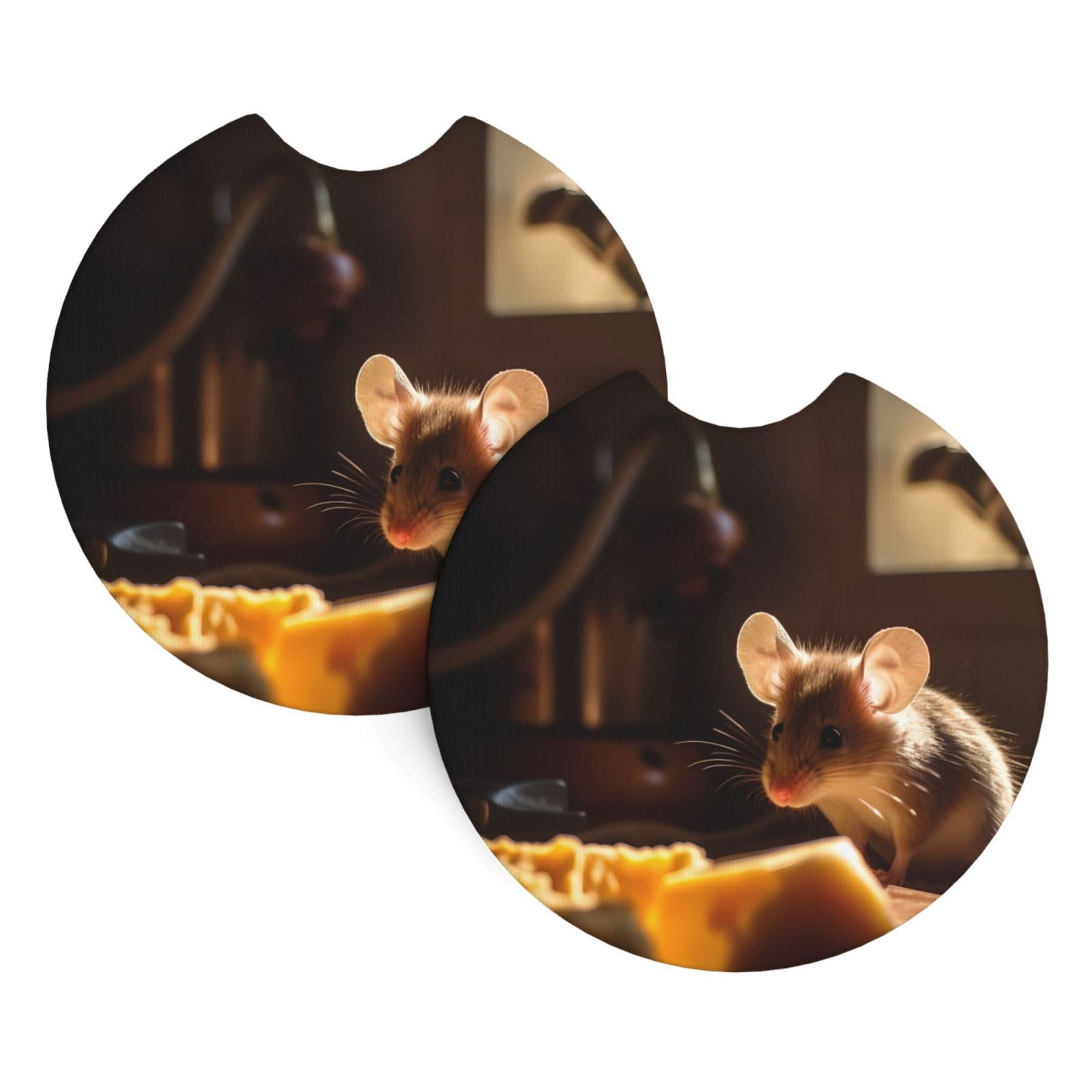 Rat Printing Car Coasters 2 Pack - Durable Waterproof, Odorless, Easy to- Interior Car Accessories for Women and Menon