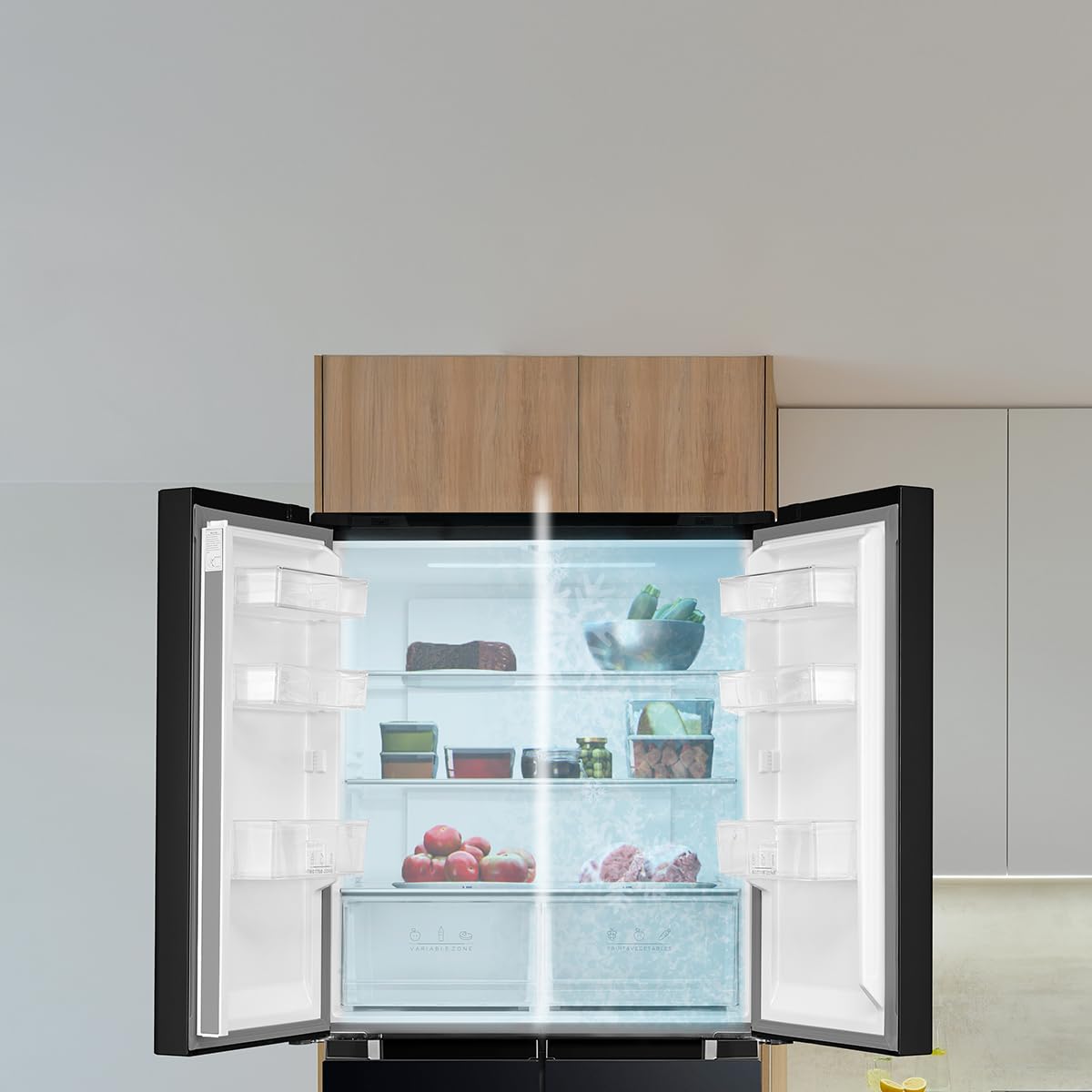 Cecotec Réfrigérateur 4 Portes Total No Frost de 474L Bolero CoolMarket 4D 474 Dark E. 177,5cm de Hauteur, 83,3 cm de Largeur, Classe E, Ultra Silencieux, Compresseur Inverter Plus, Inox Noir