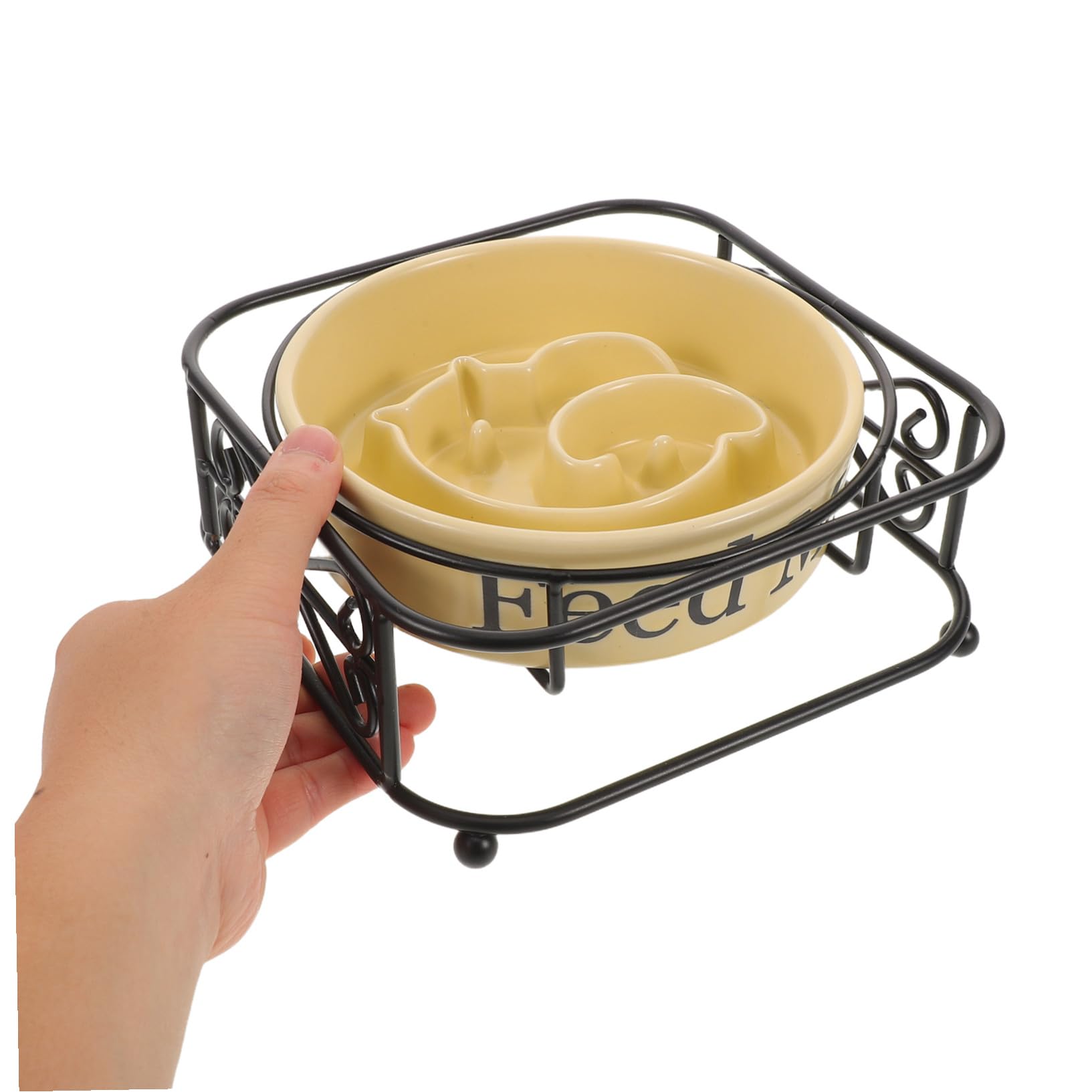 Toyvian Ciotola Lenta per Cani in Ceramica Rialzata con Supporto Antiscivolo Piatto Alimentare Anti-ingozzamento per Cani e Gatti di Piccola e Media Facile da Pulire e Resistente alle