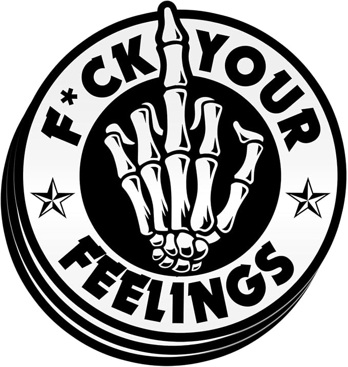 (3PCS) F*ck Your Feelings Sticker Funny Skull Skeleton Hand Middle Finger Sticker Trendy Sarcastic Die-Cut Waterproof Vinyl Sticker for Water Bottle Phone Case Laptop Car Helmet Decal Gift (3 inches)