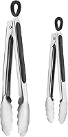 Cuisinart 2-Piece Stainless Steel Tong Set - 7" & 9" Locking Kitchen Tongs with Soft-Grip Handles, CTG-00-2TNG
