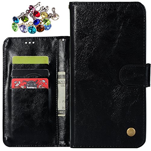 Laybomo Fodral till Xiaomi Redmi 3s fodral fodral PU-läder plånbok mjuk TPU folio smal flippfodral stående vy magnet ID-kortplats skyddande fodral hölster fodral för Xiaomi Redmi 3s, retroserie (svart)