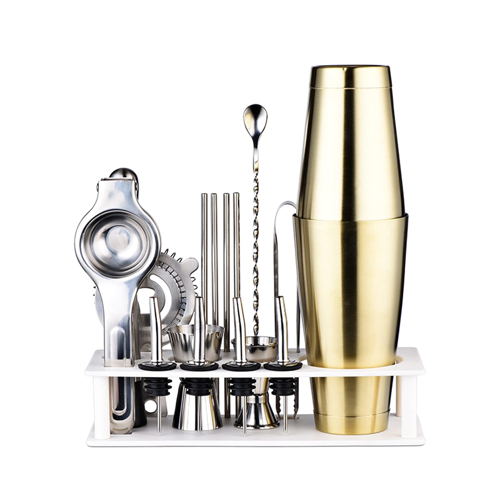 Juego de Coctelera Sistema de coctelera de 17 Piezas -Herramientas de Barras-Coctel de Acero Inoxidable Shaker Set Bartender Kit. Agitador de Cócteles (Color : B)