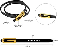 Vista 283 de Cinturón de cuero clásico con hebilla de metal para mujer con vestido de jeans Aah-negro-clásico