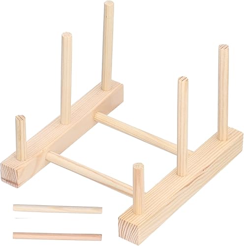 Organizador de gabinete de cocina soporte para platos soporte para tapa de olla estante de drenaje de platos de madera organizador de almacenamiento