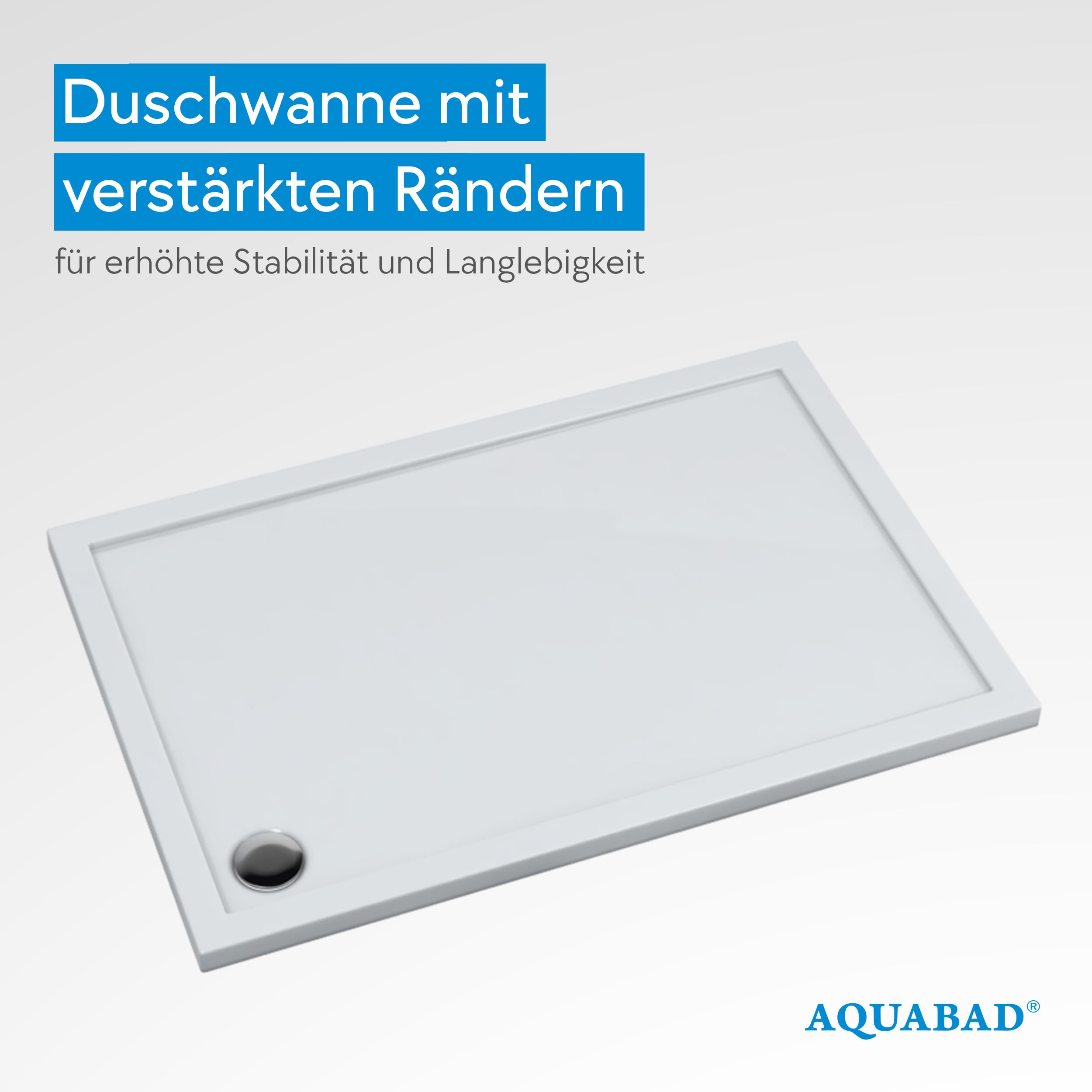 AQUABAD Duschwanne/Duschtasse | Basic Smooth White 90x120cm Rechteck