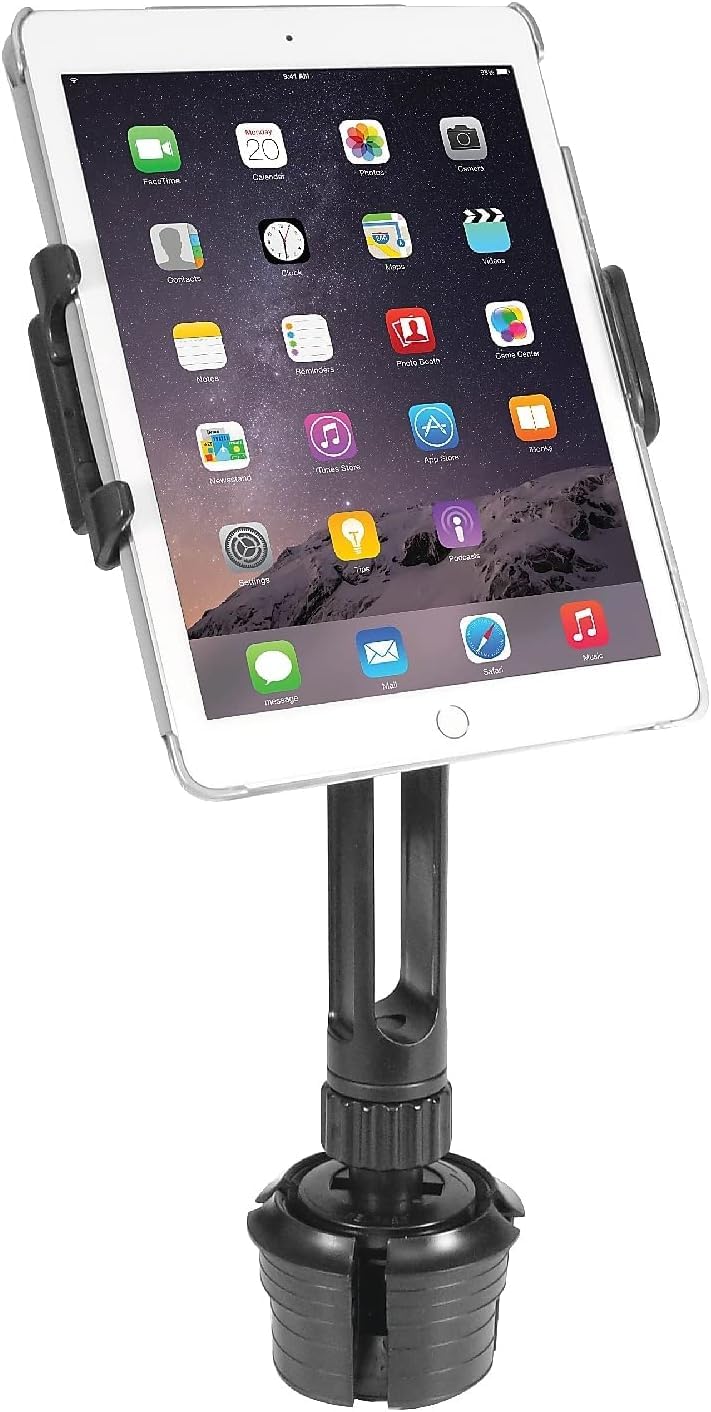 Sponsored Ad - Cup Holder Tablet Mount - Heavy Duty iPad Cup Holder Car Mount Stand or Tablet Holder for Car, Truck, and Vehicle - Fits Devices 3.5" - 8” Wide with Case - Adjustable iPad Holder for Car