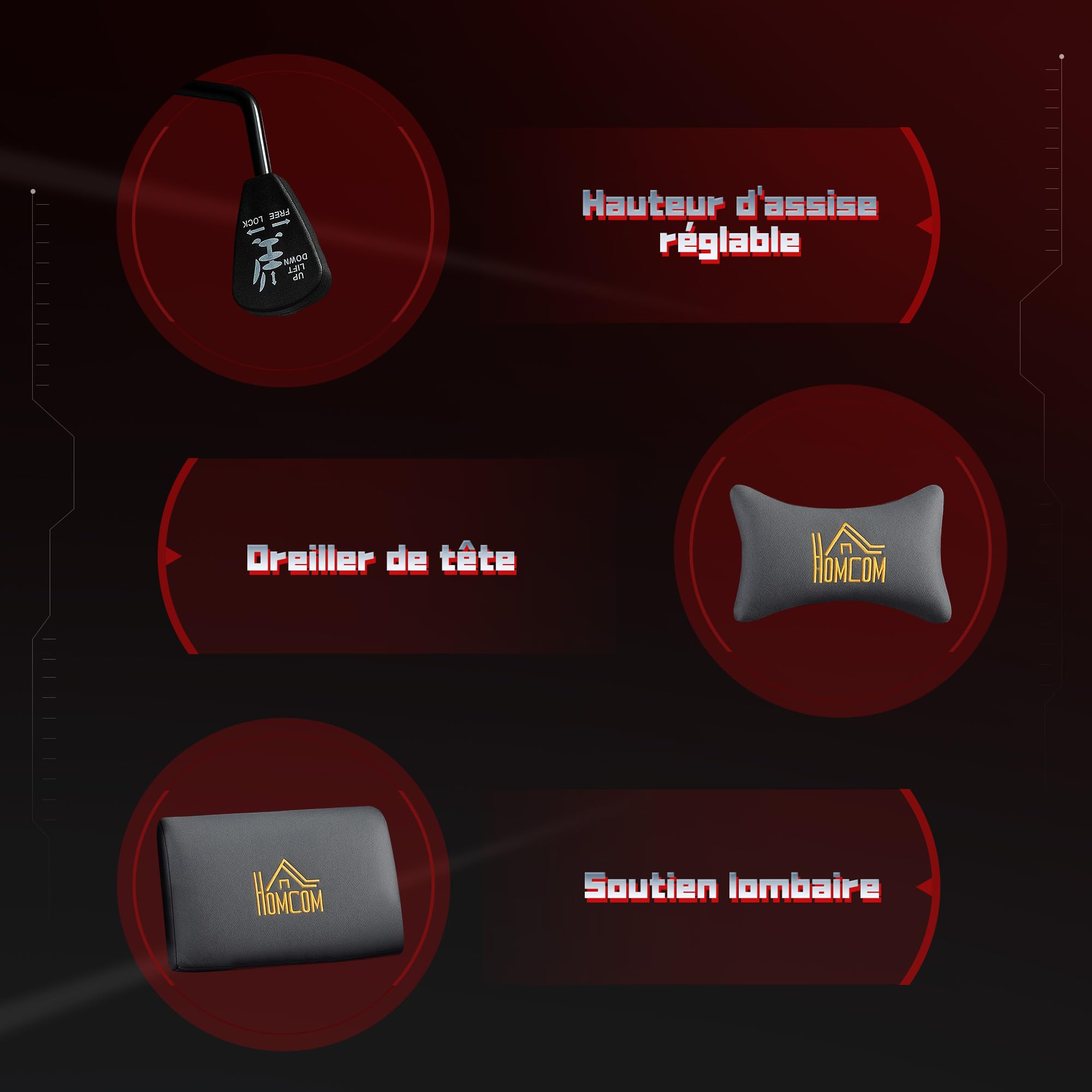 HOMCOM Chaise Gaming Ergonomique avec accoudoirs réglables, Fauteuil Gamer en suède avec Dossier inclinable, Hauteur réglable, Repose-Pieds, Appui-tête, Soutien Lombaire et pivotant à 360°, Gris