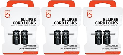 GEAR AID Cerraduras de cordón elipse, negro, 3 pares