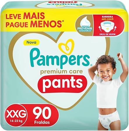 Fralda Pampers Premium Care Pants Tamanho XXG, Fácil de Vestir, 90 Unidades Menor preço em Fralda Pampers Premium Care Pants Tamanho XXG, Fácil de Vestir, 90 Unidades