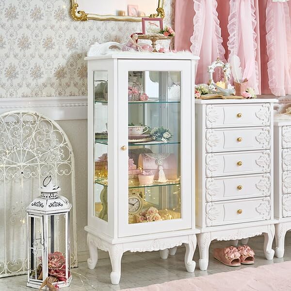 白家具、姫系家具、ガラス4段キャビネット、引き取り限定 楽天市場