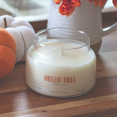 Miniatura 2 de Soy Candle Hello Fall  Strong Scented Candle Pumpkin Cinnamon Nutmeg Black Tea Vanilla  Long Burn 40+ Hours  Made in USA  Thanksgiving Gift - 10 oz
