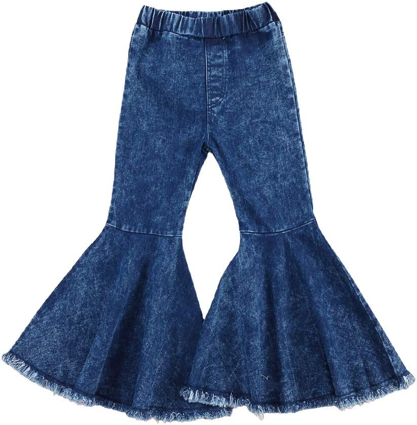 Baby Girl Flared Denim Pants with Ruffled Wide Legs Kuwait Ubuy