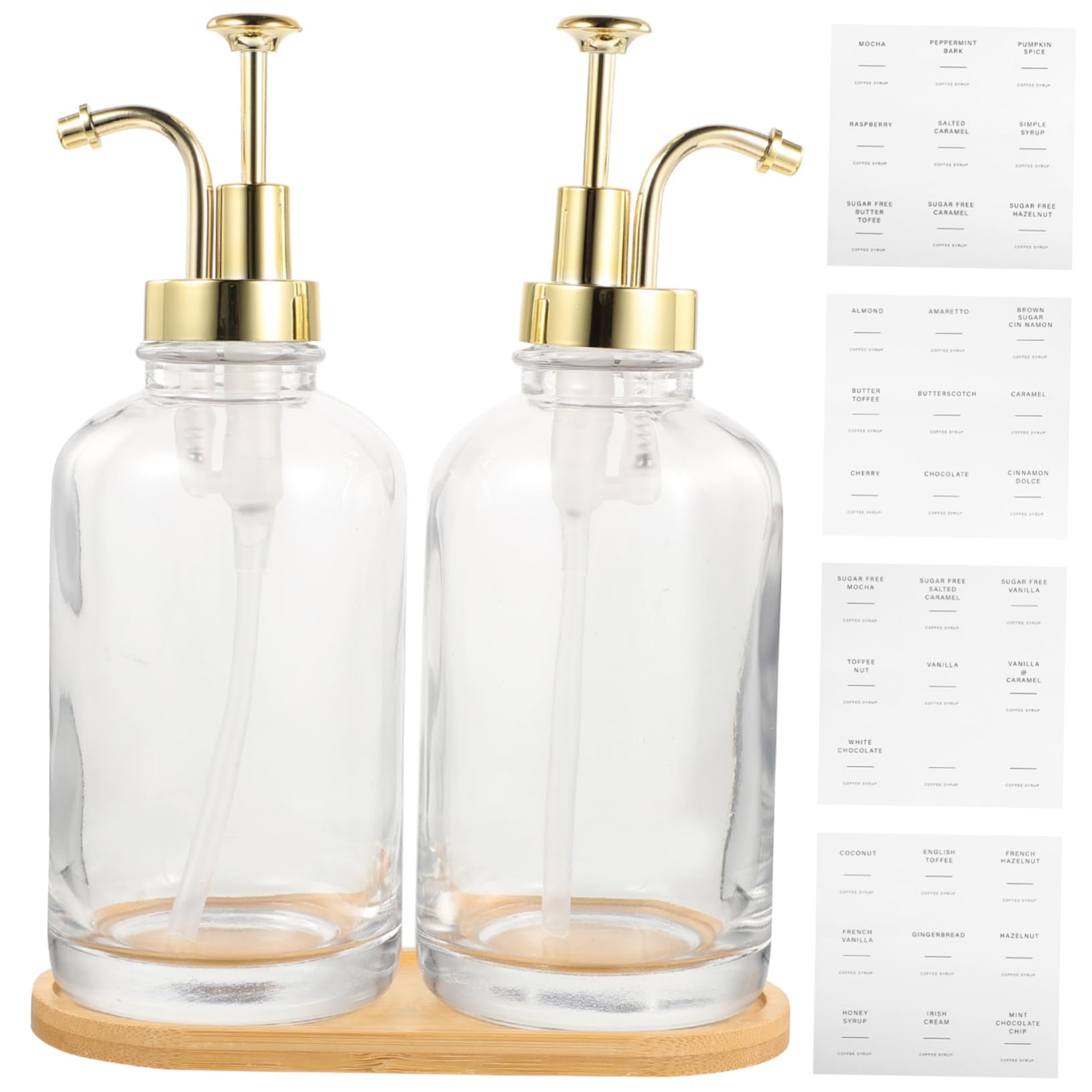 1 Set Bouteille Sirop Distributeur de Sirop de Café Compact en Verre Pompe pour Café Maison la Cuisine