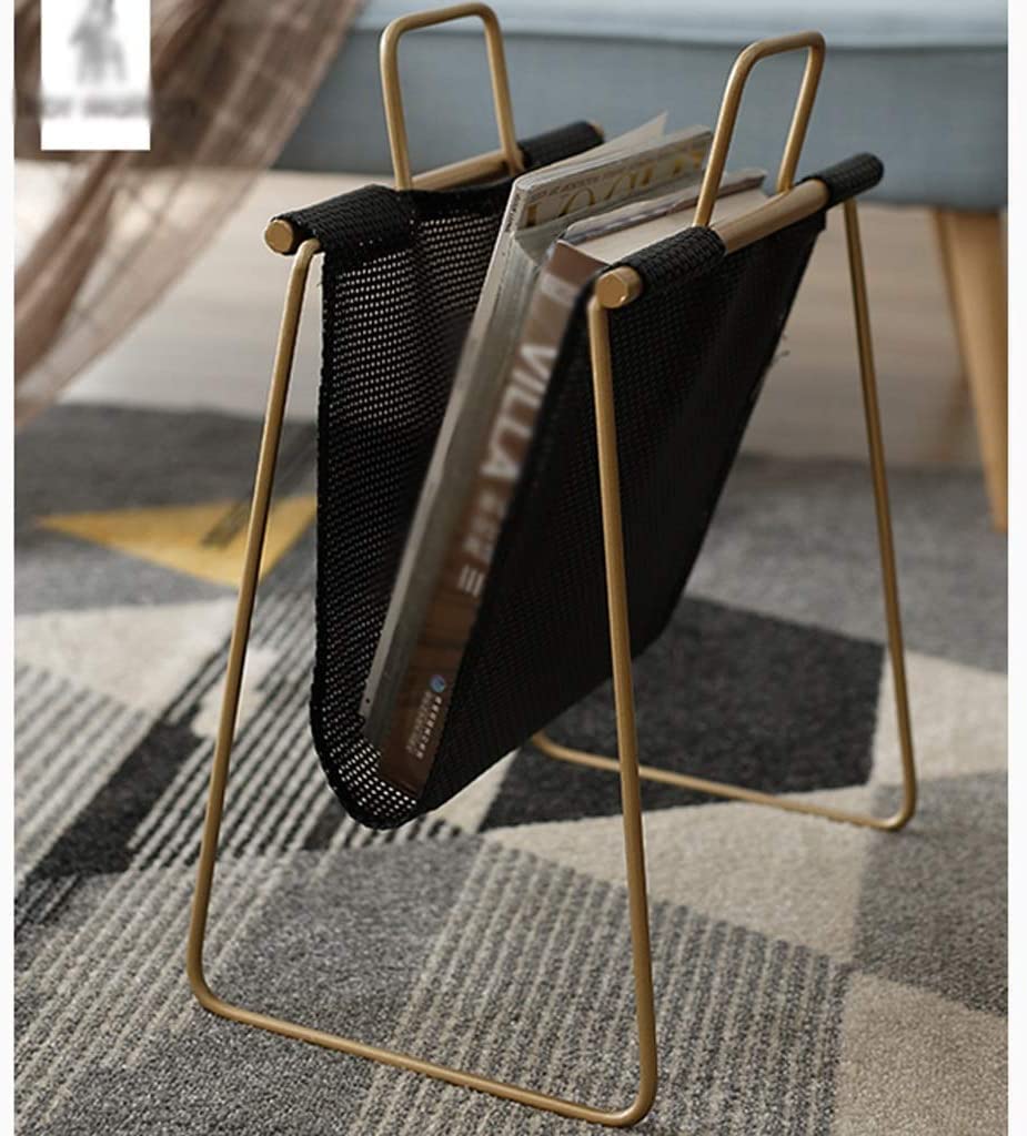 Estantería pequeña de hierro forjado, estantería creativa de escritorio con asa, ideal para sala de estar, oficina y almacenamiento de periódicos, elegante estante de suelo