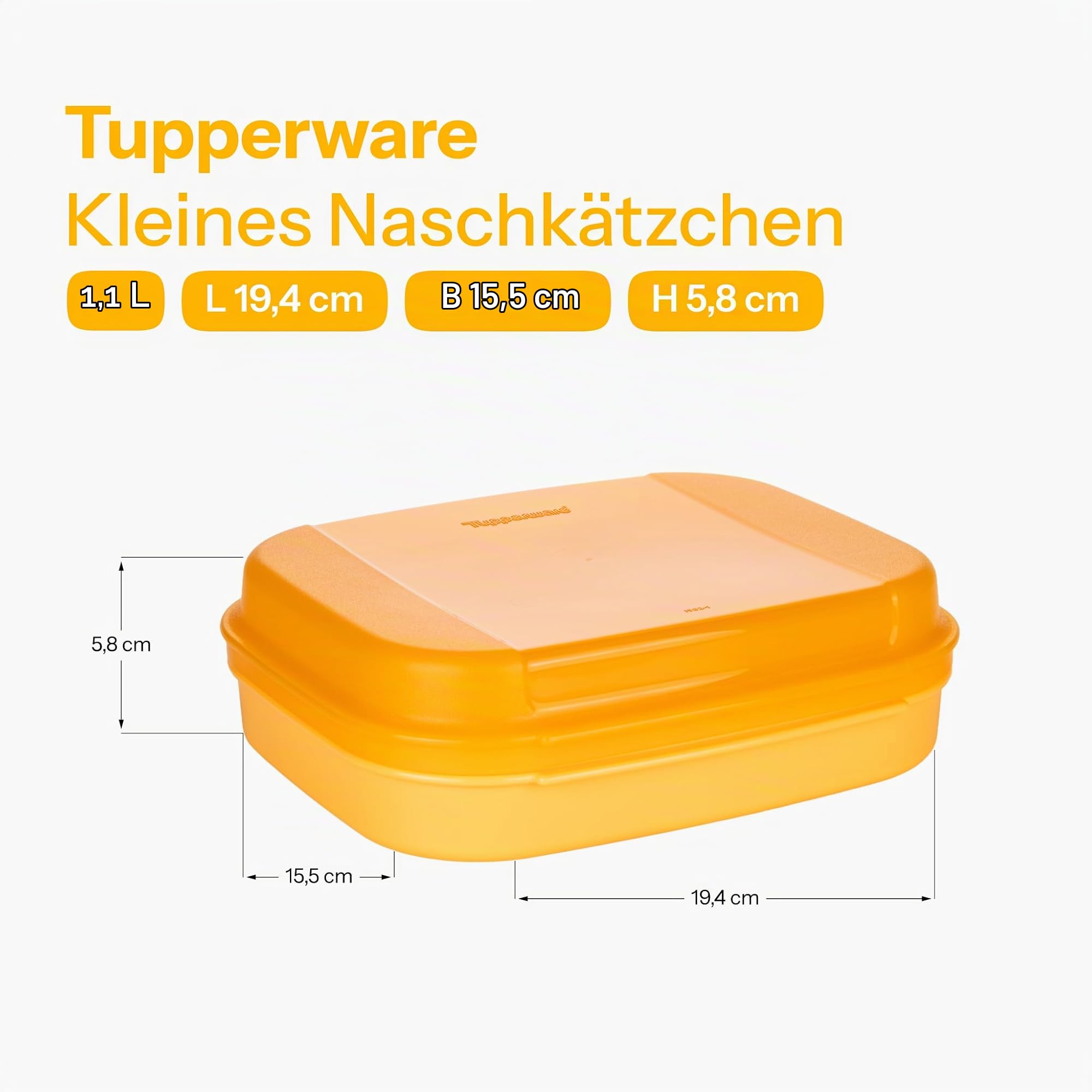 Tupperware Naschkätzchen 1,1 L orange + 1,1 L rot Bellevue Vorratshaltung Vorrat Apollo Brotdose Keksdose Vorratsdose (inkl. Schmetterling-Klammer)
