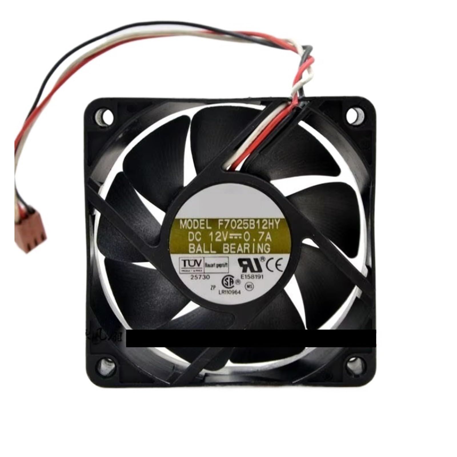 UITGVDQAT F7025B12HY DC 12V 0.7A 70x70x25mm 3-wire Server Cooling Fan