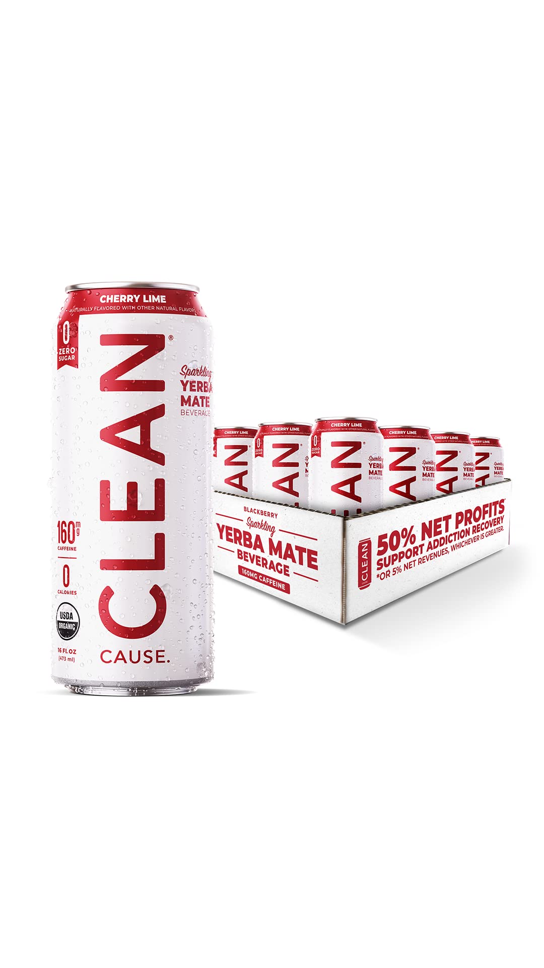 Buy CLEAN Cause Zero Calorie Zero Sugar Cherry Lime Yerba Mate, Energy