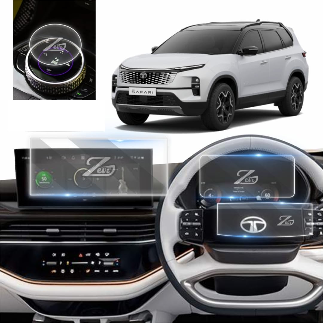 ZEIR {4 PACK Screen Protector For TATA SAFARI 2023 FACELIFT | 12.3 INCH Infotainment & Instrument Cluster | Steering & Gear Knob Guard | SAFARI Accessories [Not Tempered Glass] (12.3-INCH) (B0D2JF9NF9) Amazon Price History, Amazon Price Tracker
