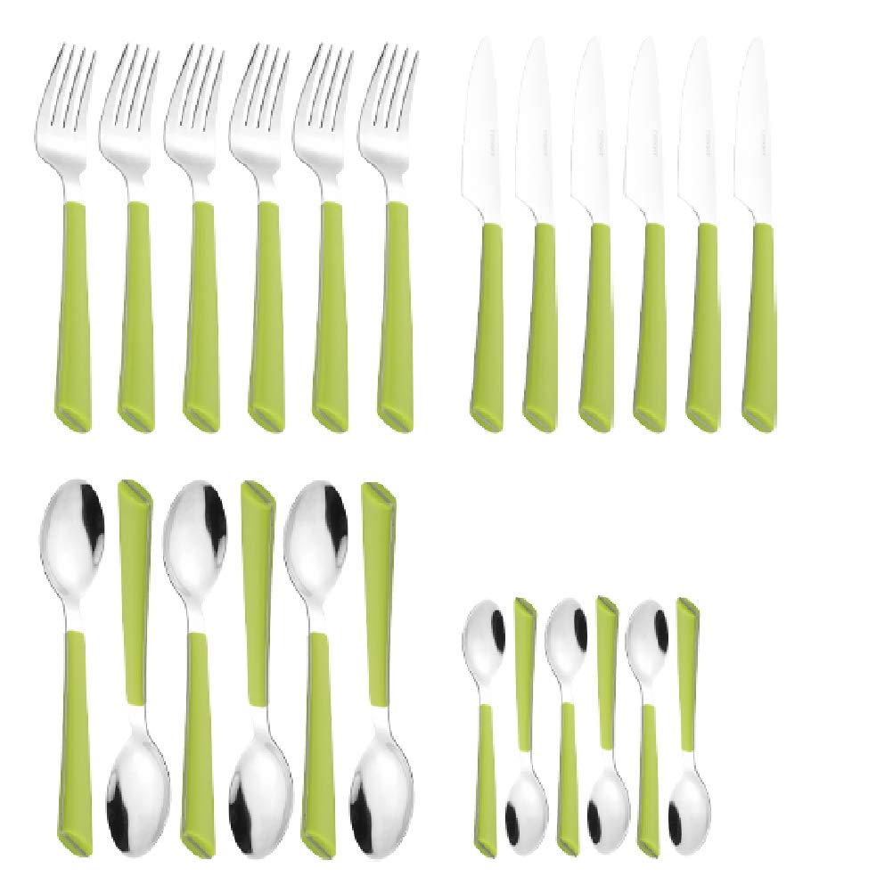 Esmeyer Jane - Service de 24 Couverts Jane, INOX 18/0 Poli, Manches en Plastique Couleur : Vert