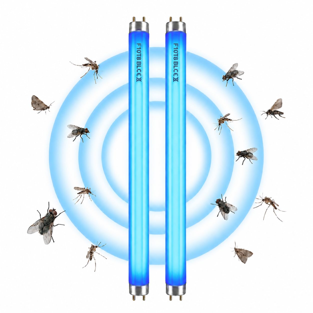 Fly Killer Replacement Bulbs BL T8 F10W 13in Zapper UV Light Tubes for 10/20W Electric Fly Insect Killer Bug Zapper Mosquito Killer Indoor Bulb Pond filters Attracting Flies and Insects（2-Pack）