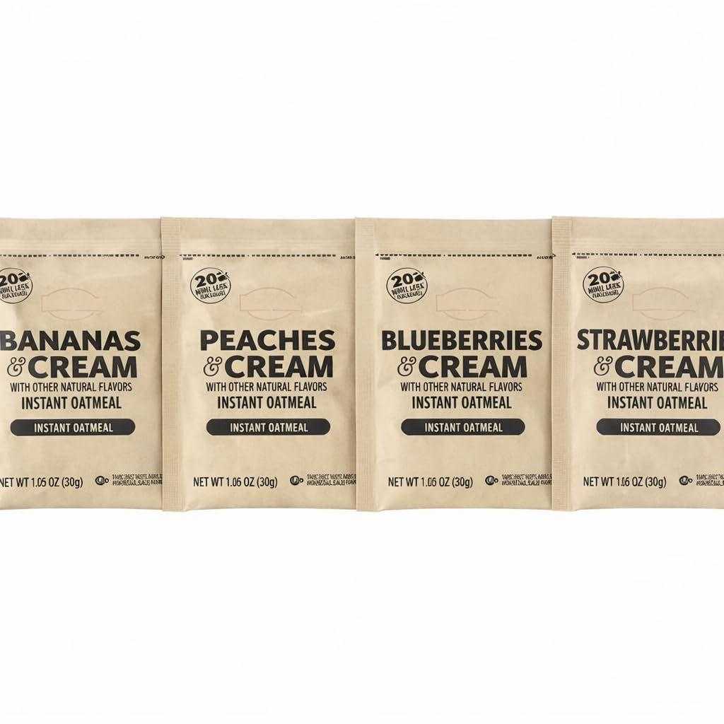 Fruit and Cream Instant Oatmeal Variety Pack, 40 Packets, 1.05 oz Each, Strawberries, Blueberries, Bananas, Peaches Flavors, 20g Whole Grain (1 Pack)
