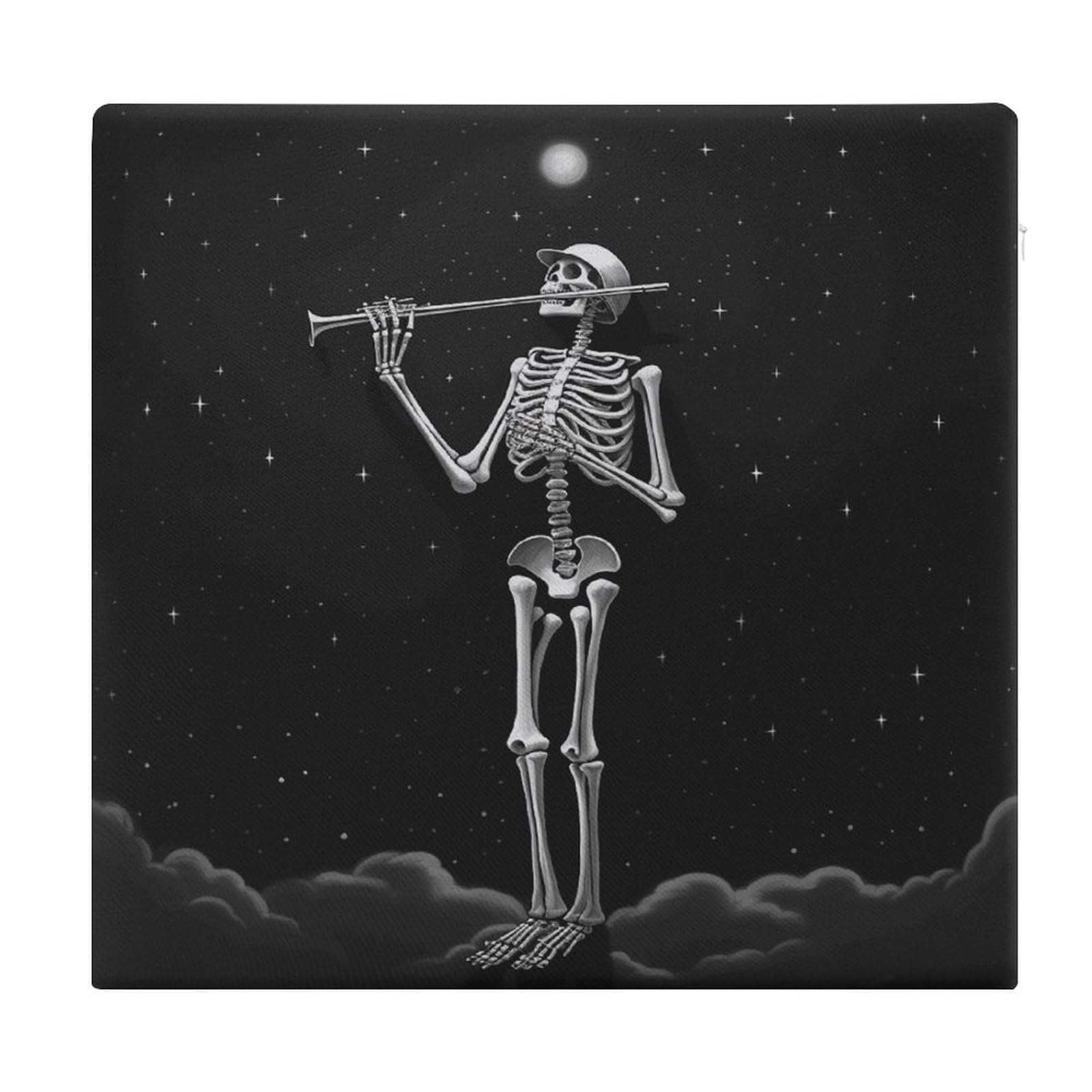 Adfgyerh Style Skeleton In The Night Cushions Memory Foam For Adults, Seat Cushion Chair Pads Soft, Square Pillows For Dining, Kitchen, Office, Patio Chairs