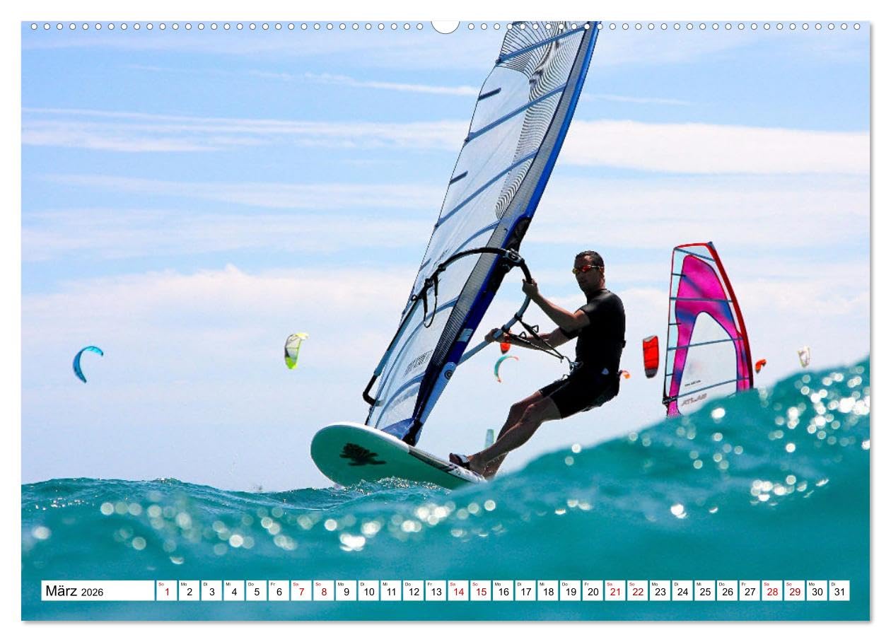 Funsport Windsurfen (hochwertiger Premium Wandkalender 2026 DIN A2 quer), Kunstdruck in Hochglanz: Atemraubenden Surfszenen, aufgenommen an traumhaften Surfspots (CALVENDO Sport)