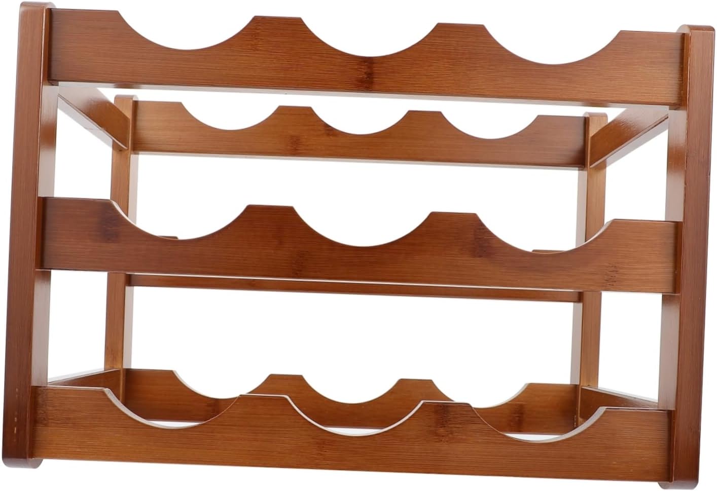 Solid Wood Wine Rack Stand with Smooth Finish for Home Wine Storage and Display Design Holding Nine Bottles for Kitchen Countertop Living Organization