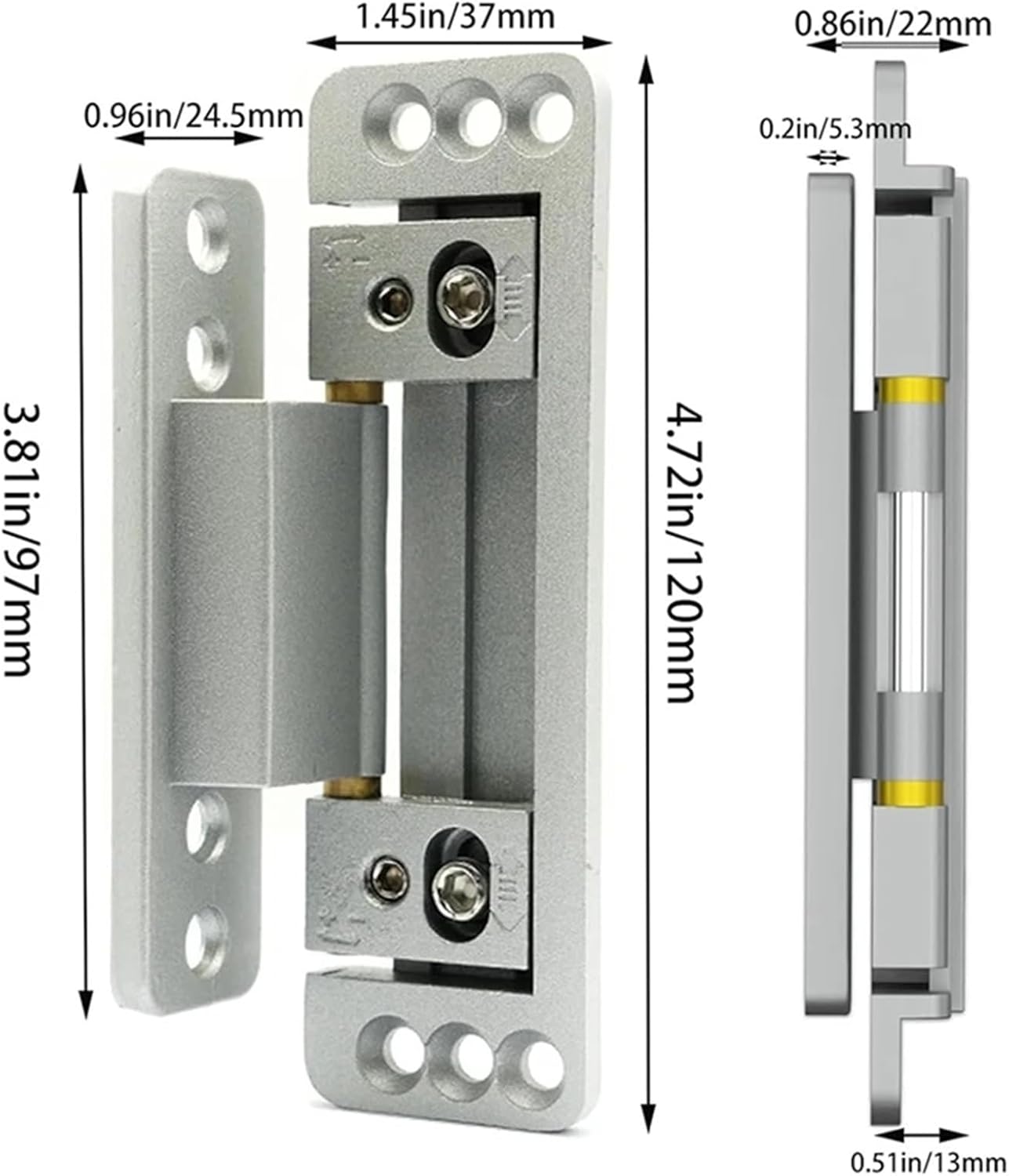 Compatible for 2Packs Adjustable Concealed Hinges 110Lbs Load for Secret Door Installations