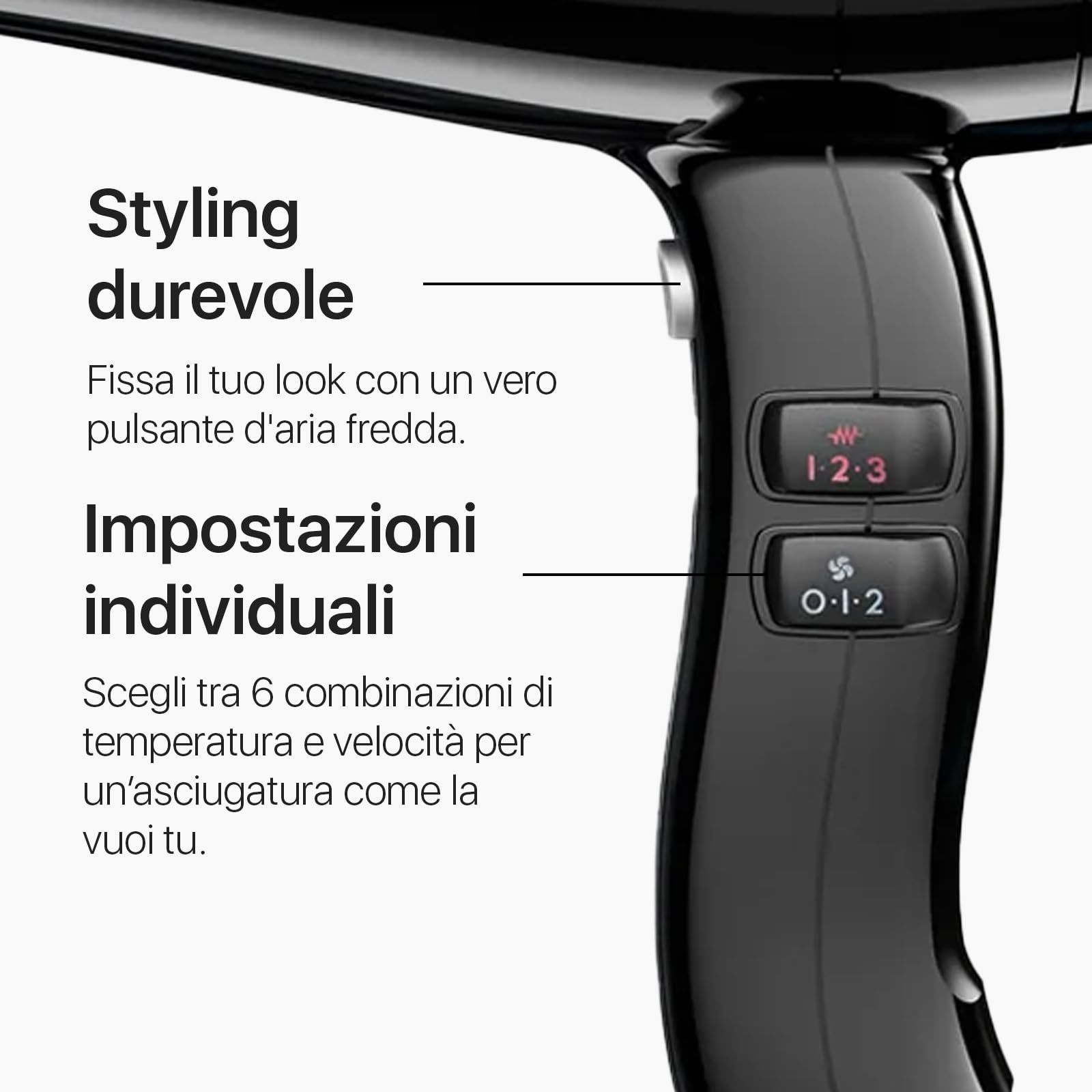 Valera, Swiss Power4ever eXential, Asciugacapelli Professionale, Phon Potente, con 3 Livelli di Temperatura, Ionizzatore, Cavo Flessibile Anti-Attorcigliamento, 2400 W