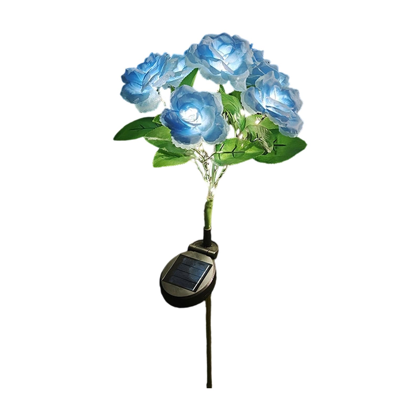 Kaeltsyn Solar Pathway Light Rose Shape Landscape ABS Stainless Steel Texture Suitable for Walkway Waterproof Solar Flower