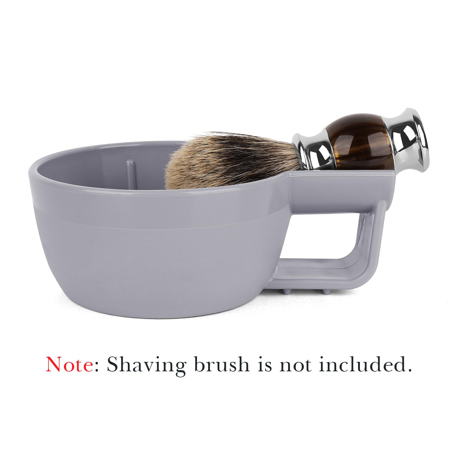 Linkidea Ciotola per sapone da barba in plastica con manico antiscivolo, bocca larga, grande capacità, creste più facili da schiumare, ciotola per crema da barba da uomo (grigio)