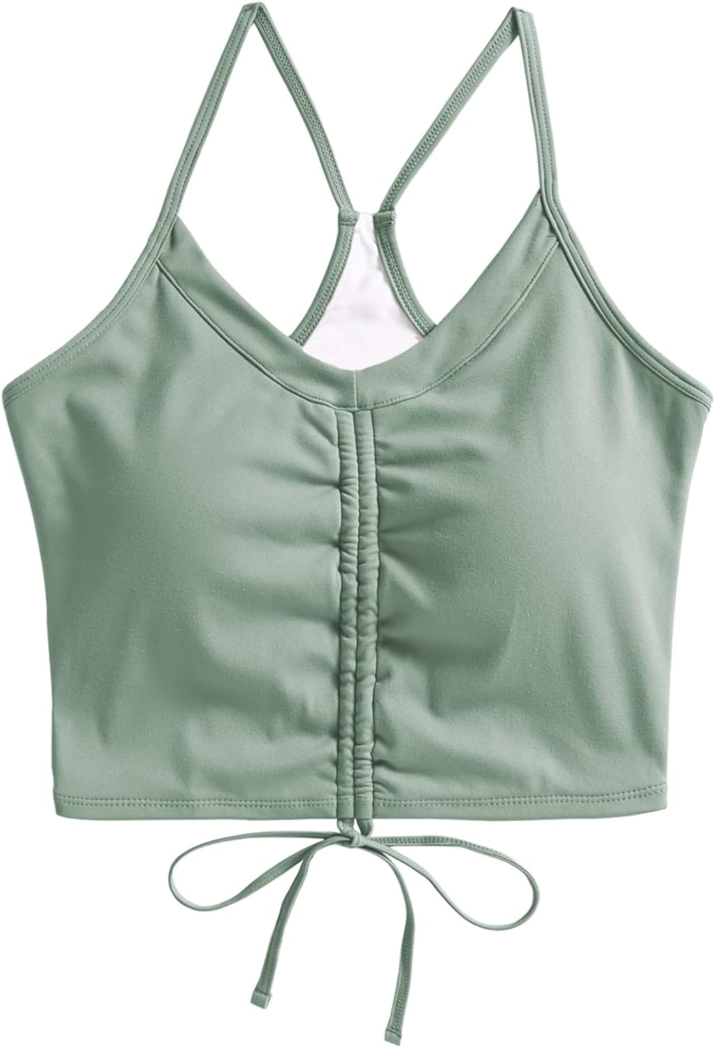 Women Longline Sports Bra Thin Strap Yoga Top Racerback Workout Top Padded Crop Tank Tops Training Gym Bras for Girls