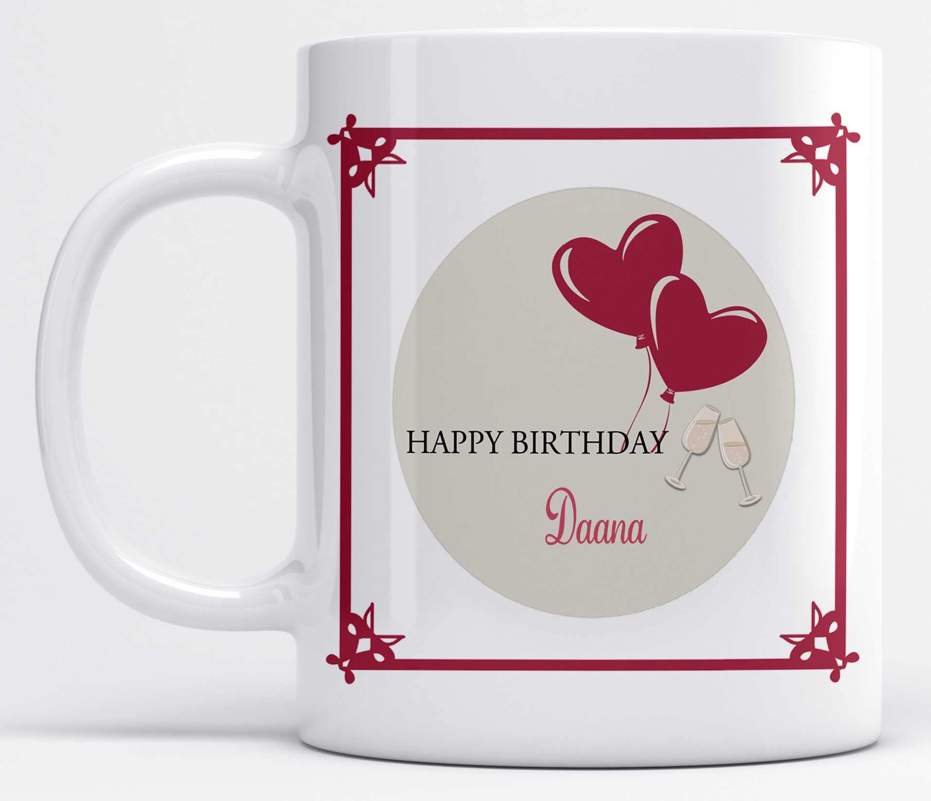 LOROFY Happy Birthday Daana Printed Ceramic Coffee Mug (350ML)
