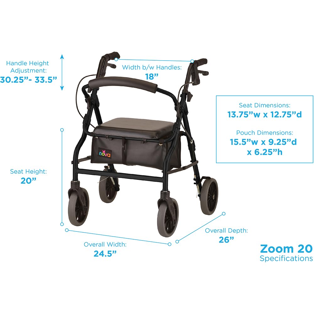 Amazon.com: NOVA Medical Products Zoom Rollator Walker with 20