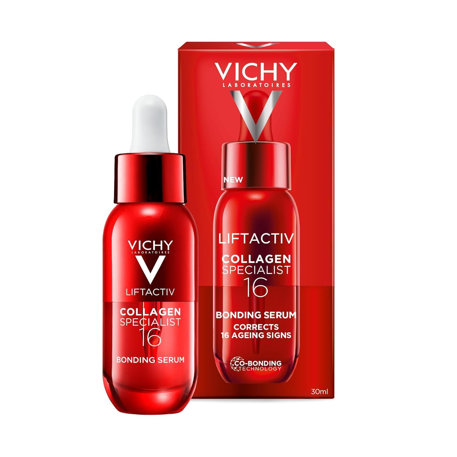 Vichy Liftactiv Collagen Specialist 16 Anti-Aging Bonding Serum, 30 ml | Für normale bis empfindliche Haut, Anti-Aging wirkung Serum, mit innovativer Co-Bonding-Technologie, Mit Kollagen-Peptiden