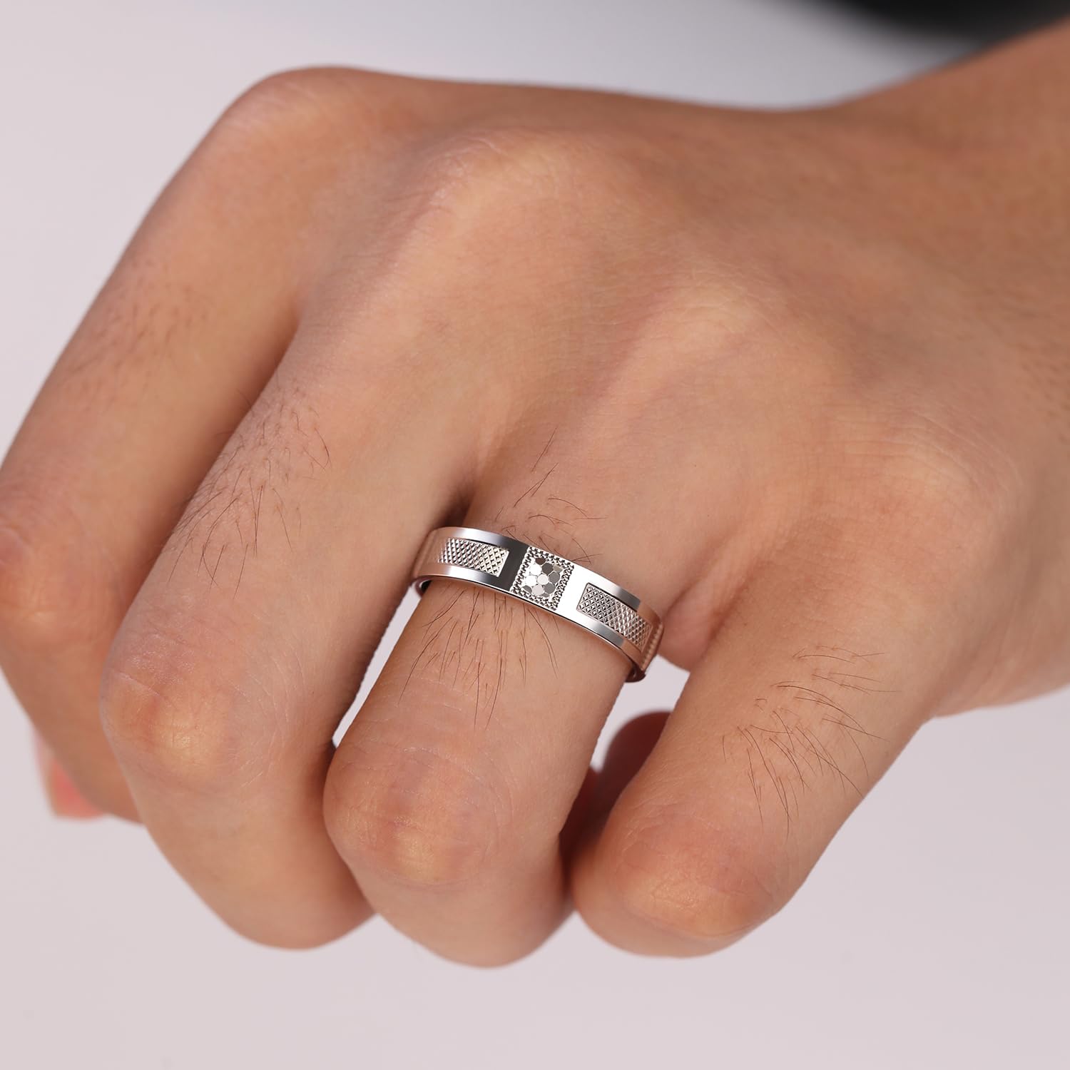 Meissa Anello Uomo in Argento Sterling 4mm, Fedina Nuziale Larga Regolabile, Anello di Fidanzamento Uomo, Vestibilità Comfort, Anello per Pollice
