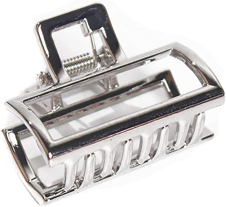Fodattm 2PCS Girls Women Small Vintage Metal Rectangle Hair Jaw Clips Hair Clamp Ponytail Holder Hair Claw Hairpin Accessories (Silver)