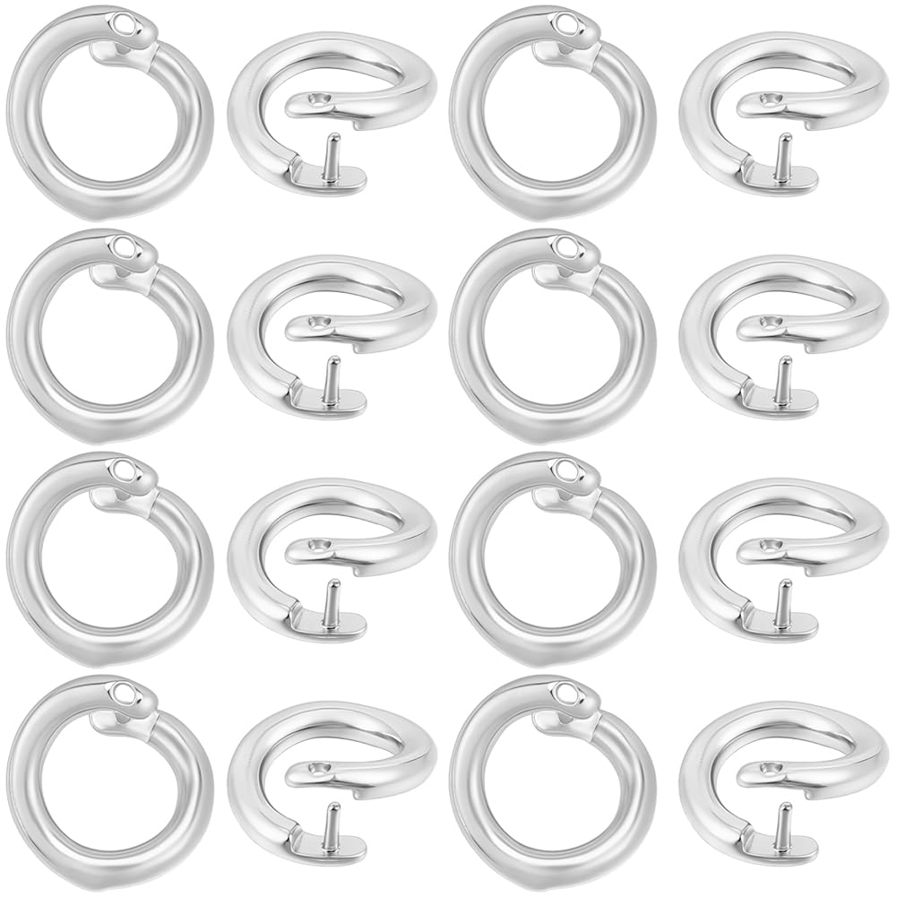 Beebeecraft 30Pcs Locking Jump Rings OD 7.5mm 925 Sterling Silver Plated Small Round Split Jump Ring Open O Connector Circle Twister Snap Clasps for Jewellery Making Necklaces Bracelets Diy Crafts