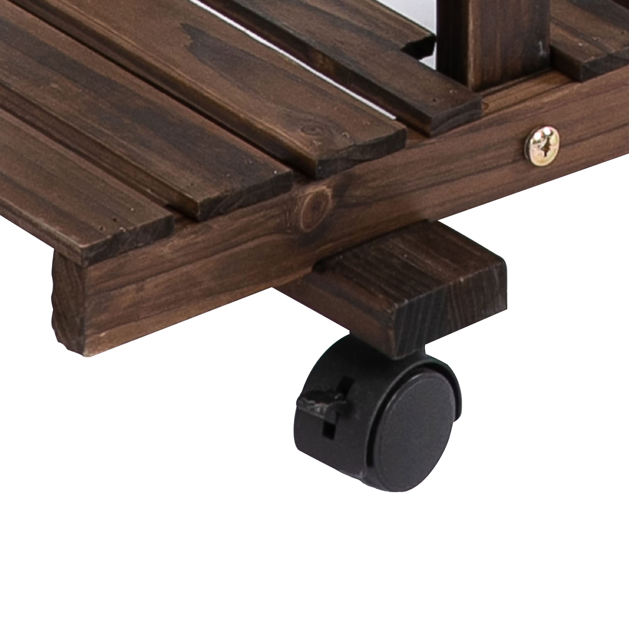 Outsunny 4-Etagen Pflanzenständer, 80cm hoch Blumenständer für Innen Außen, Pflanzenregal aus Holz, mehrstöckig Blumenregal, Blumentreppe Blumentopfständer für Wohnzimmer, Garten Balkon, Verkohlt